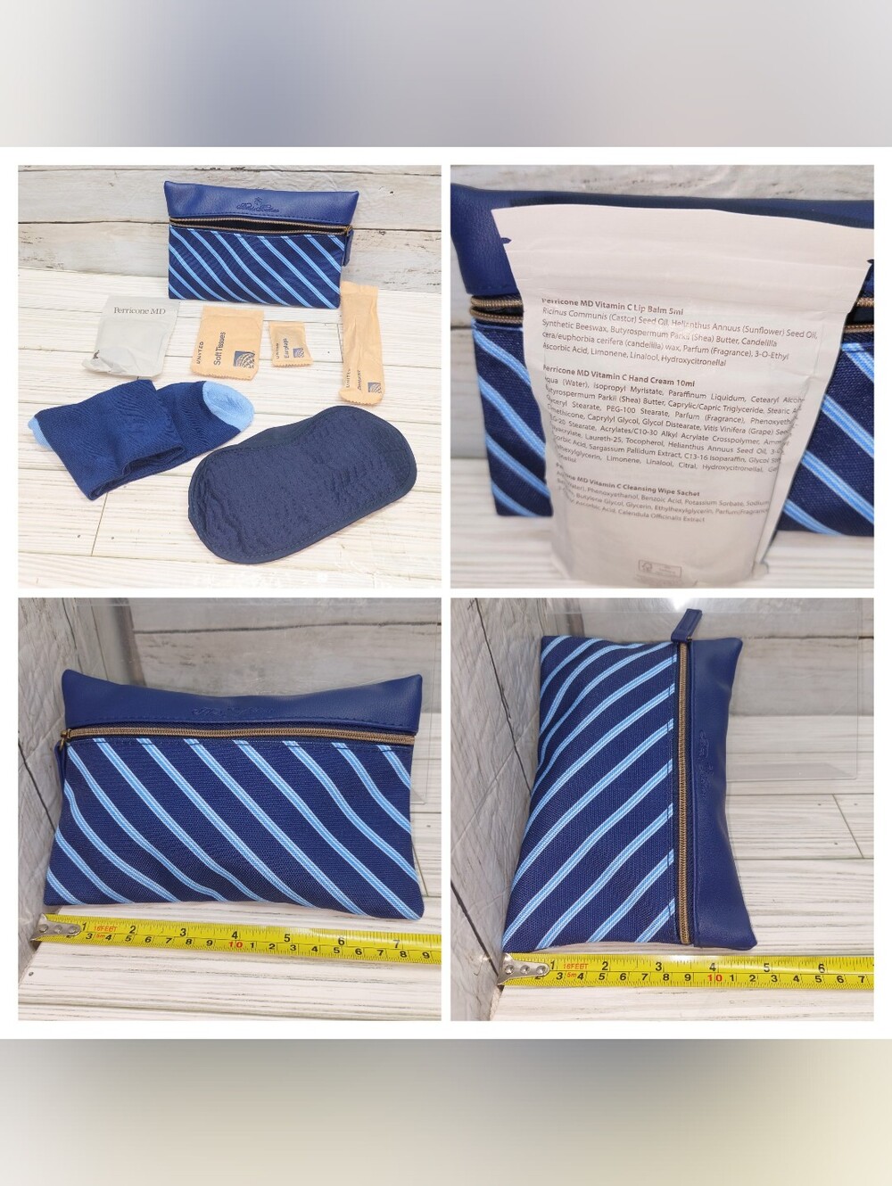 United Airlines Brooks Bros 1stclass Blue Zip Full Ammenity Travel Pouch/Kit New View 6